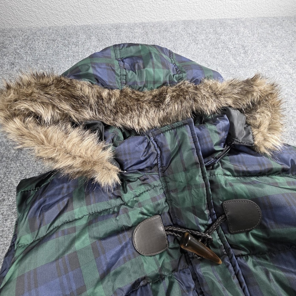 Charter Club Women's 3X Puffer Vest Blackwatch Plaid Quilted Hooded Green Tartan - Picture 3 of 11